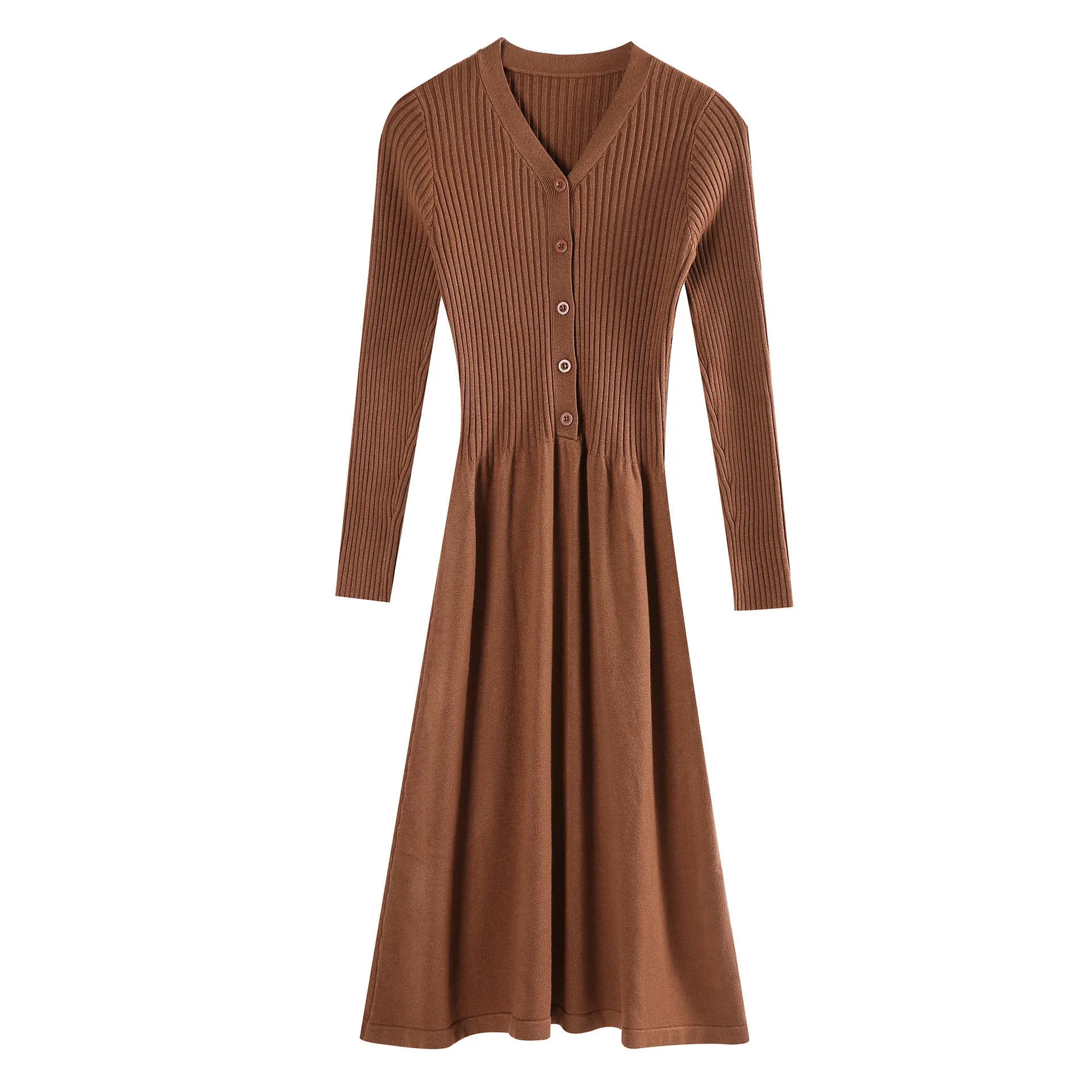 

Autumn Winter Women's Knitting Dress Korean Version Thin Temperament High Waist Dress 2019 Sweaters Dresses