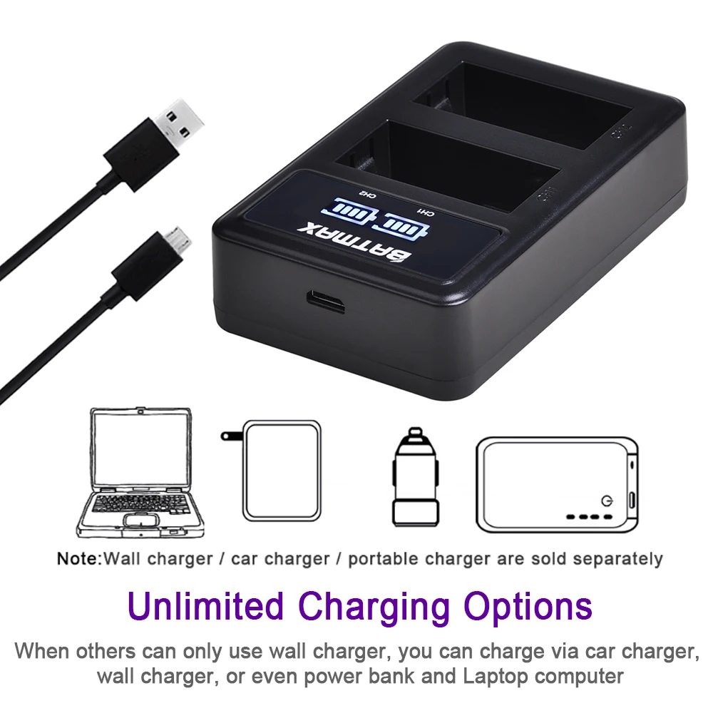 Batmax DMW-BLC12 DMW BLC12E BLC12PP батарея+ светодиодный USB двойной зарядное устройство для Panasonic Lumix FZ1000, FZ200, FZ300, G5, G6, G7, GH2, DMC-GX8