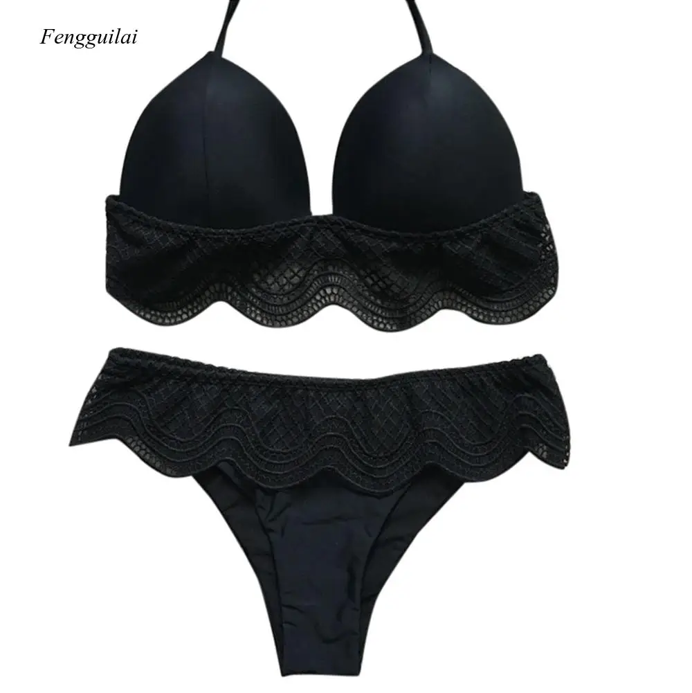 

Solid Backless Swimwear Bandage Bikini Set Women Push Up Padded Bra 2020 Bathing Mujer Beachwear Sling Bikinis