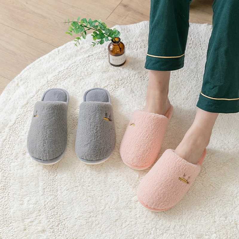 

TZLDN Women's Winter Indoor Warm Flat Shoes duckbill cotton slippers Home Bedroom simple home cotton Soft Bottom Slippers