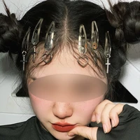 sweet cool metal jewelry vintage cross harajuku hairpin love egirl y2k silver color aesthetic style edge clip hair accessories
