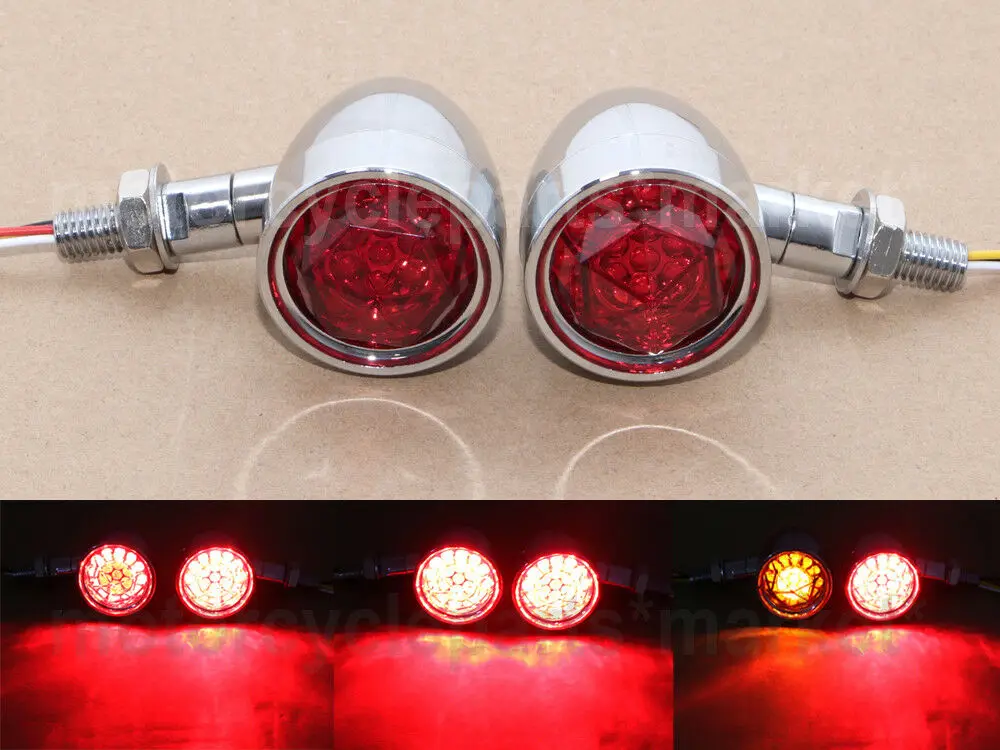 Хром мотоциклов поворотник пуля светильник s Красный бриллиант объектива