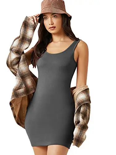 

Women's Basic Solid Sleeveless Mini Tank Bodycon Dress