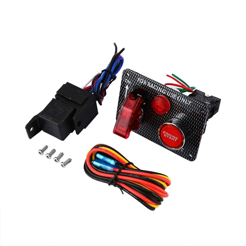 

30A 12V Racing modification LED one-button start illuminated ignition switch Car circuit modification 5-in-1 combination switch