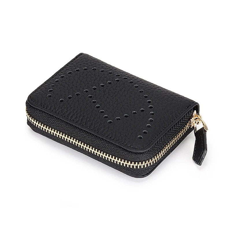women wallet small hollow h woman short cow leather id credit card holder name cards case pocket organizer money phone coin bag free global shipping