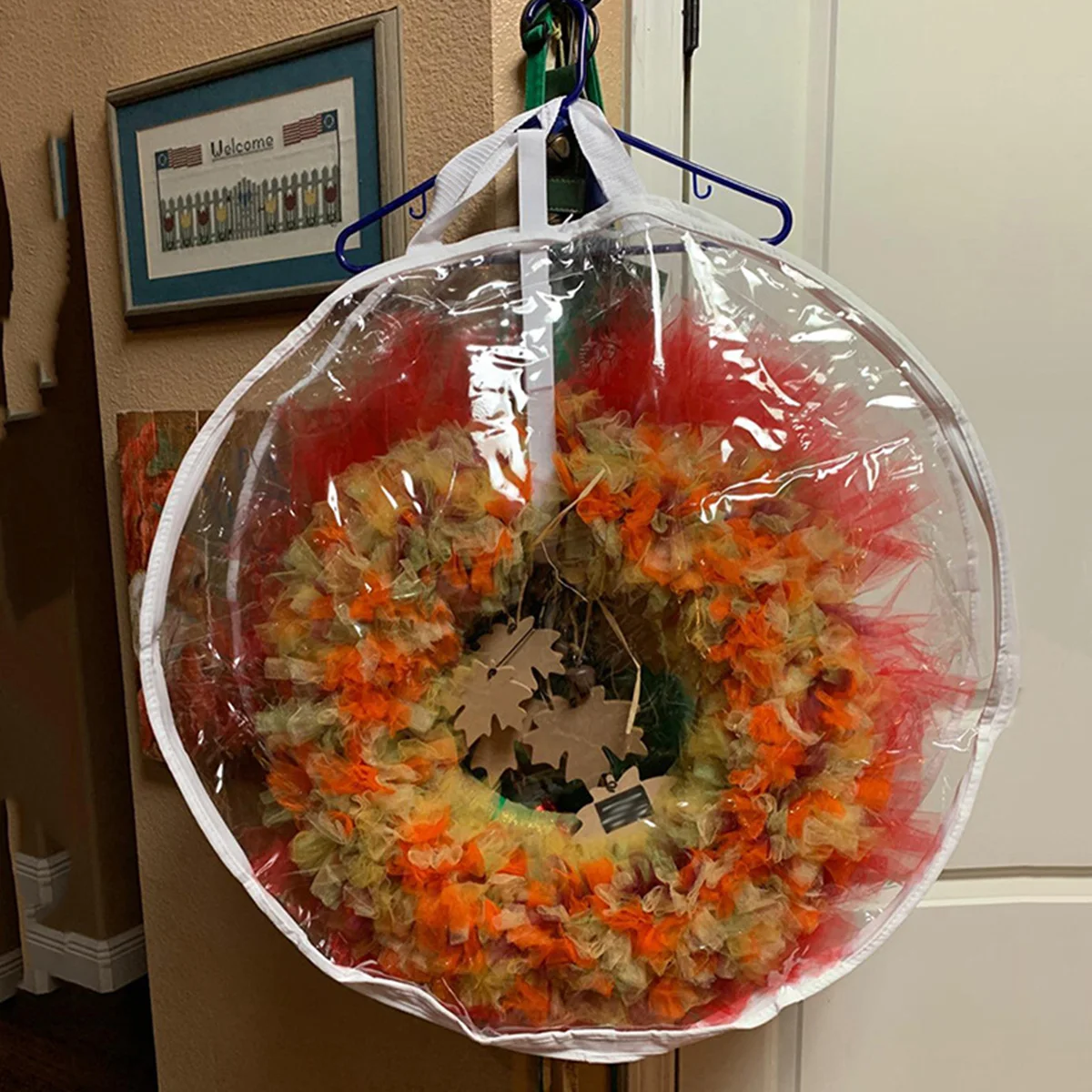 Christmas Wreath Storage Container with Dual Zippered Reinforced Handle Clear Garland 23.6'' Xmas Bag | Дом и сад
