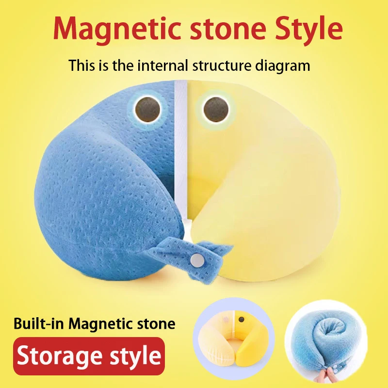 Magnetic stone style U-образная подушка для путешествий с эффектом памяти, ортопедические массажный эффект для шеи, подушка для офисного самолета, Подушка для сна, подушка для здоровья шейки - Цвет: Magnetic stone style