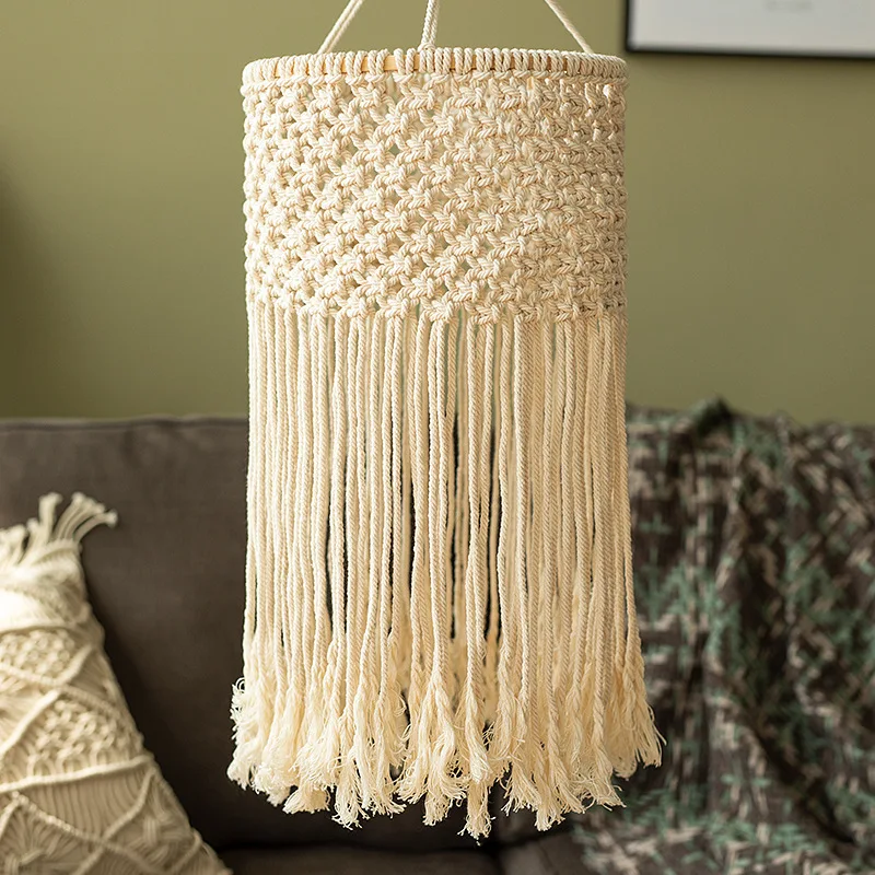 

Modern Jacquard Bohemian Hand Woven Chandelier Lampshade Geometric Cotton Rope Macrame Wall Hanging Home Tapestry Decoration