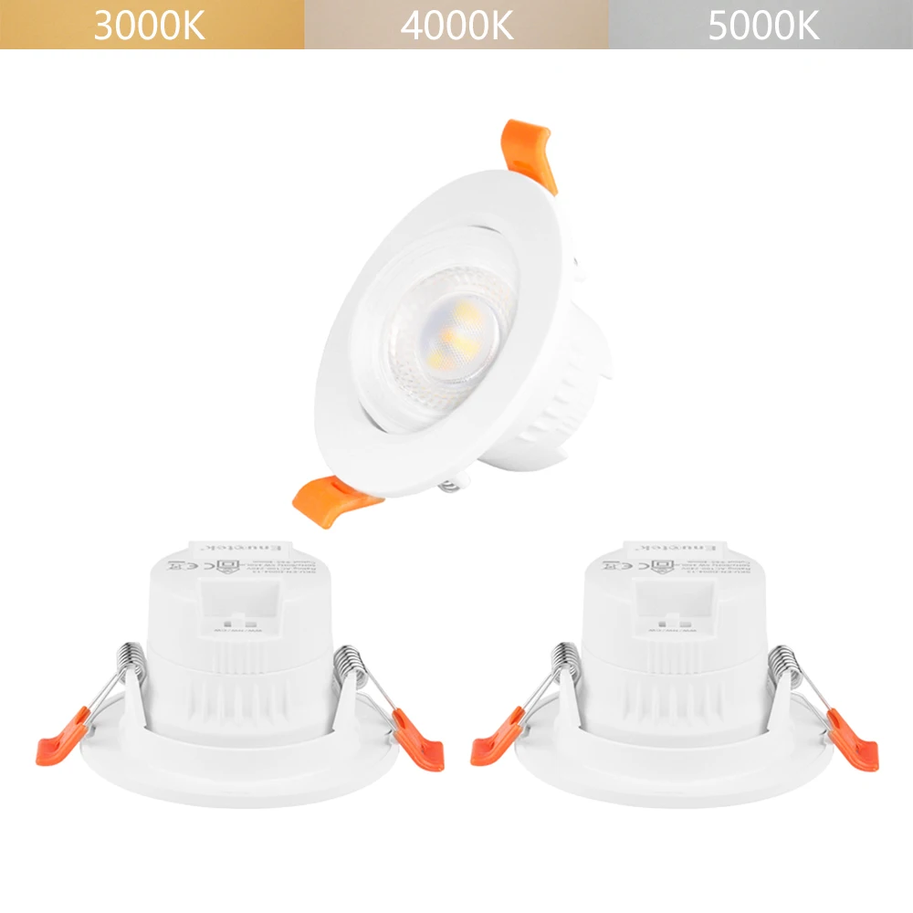 

5W Small Angled LED White Recessed Ceiling Spotlights Downlights CCT 3000K 4000K 5000K Lighting Angle 38° 3 Lamps by Enuotek