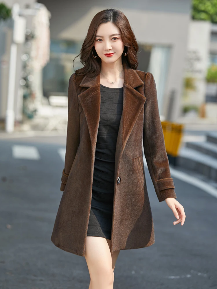 New Arrival Coat Women Jacket Plus Size 7XL Wool Blends Cloths Korean Spring Winter Female Black Clothing Elegant Free Shipping