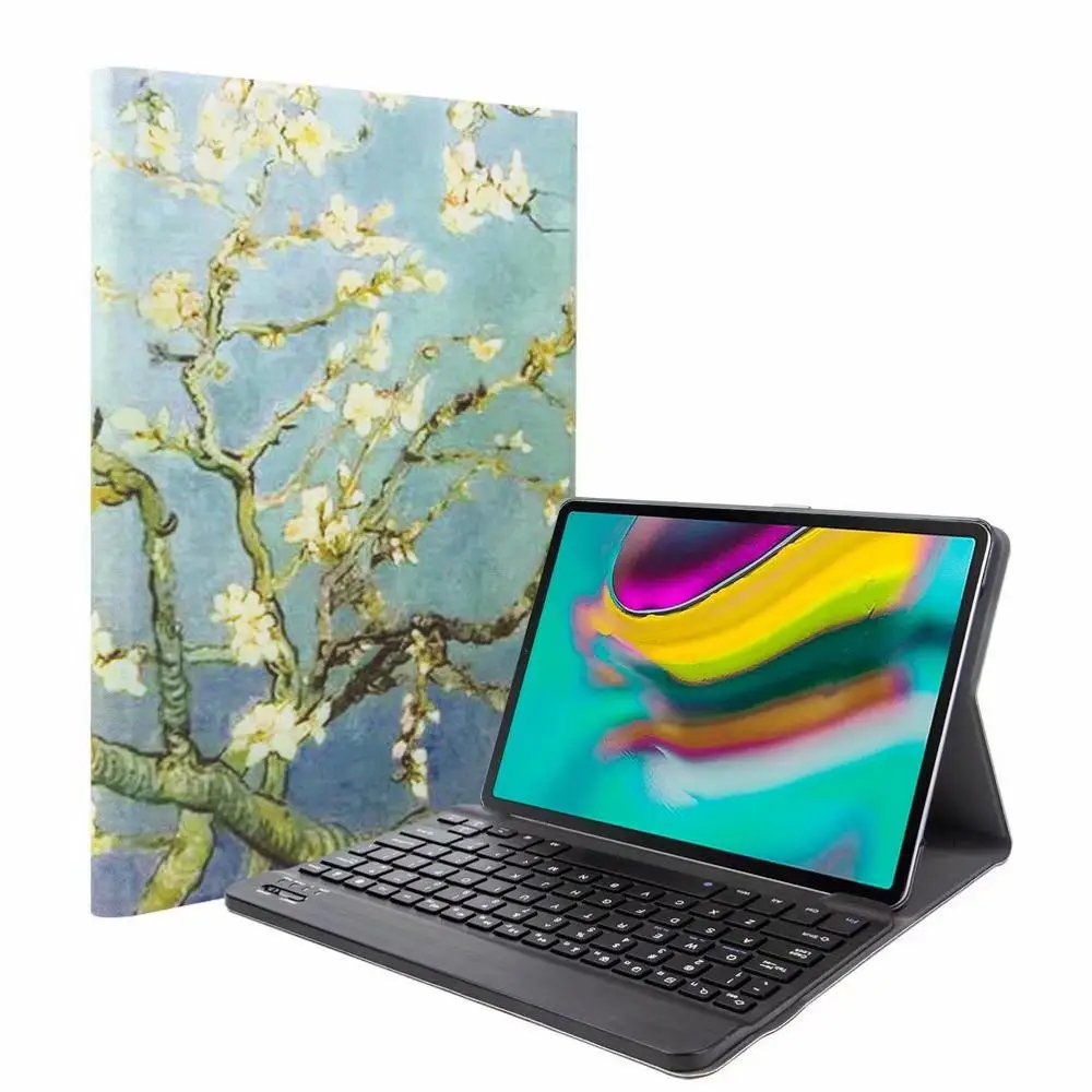 Ткань с 7 подсветкой Клавиатура с подсветкой мультфильм чехол для Samsung Galaxy Tab A 10,1 T510 T515 планшетная клавиатура Bluetooth чехол - Цвет: Without Light