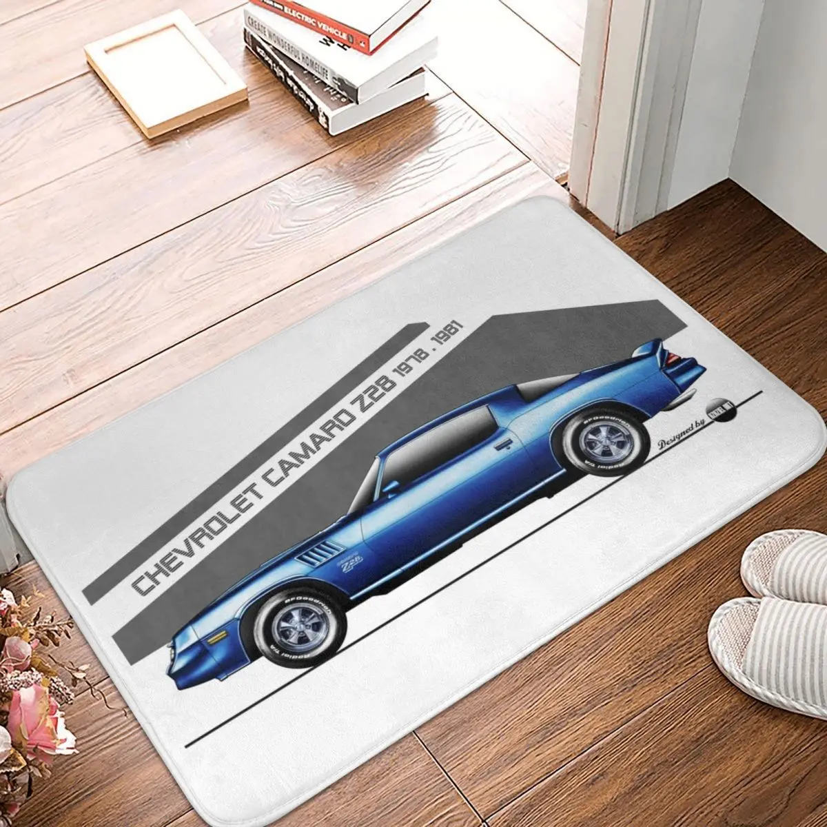 

Коврик для прихожей Chevrolet Camaro Z28, ковер из полиэстера и ПВХ, нескользящий, 40 х60 см, для ванной комнаты, кухни, балкона