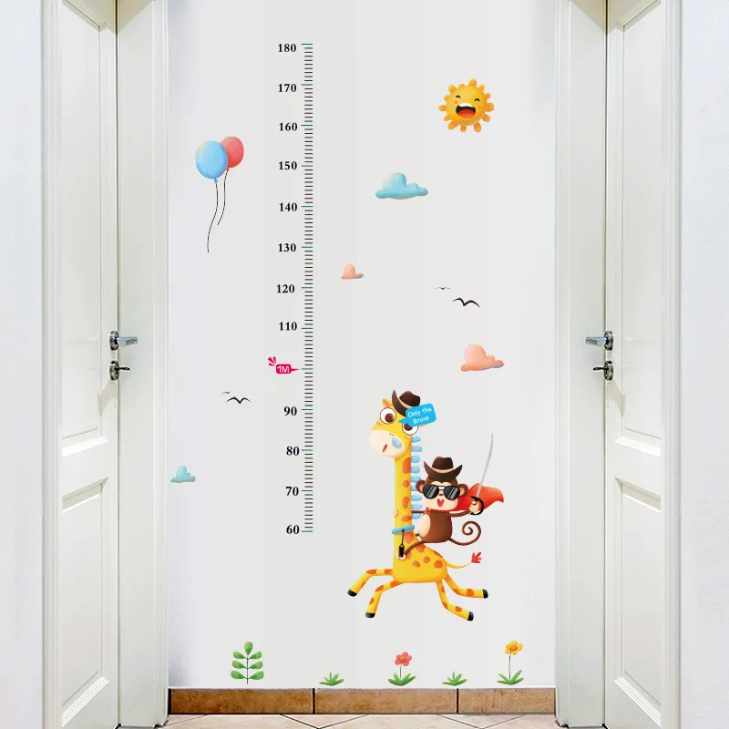 Милые наклейки на стену с измерителем высоты в виде животных наклейка виниловые
