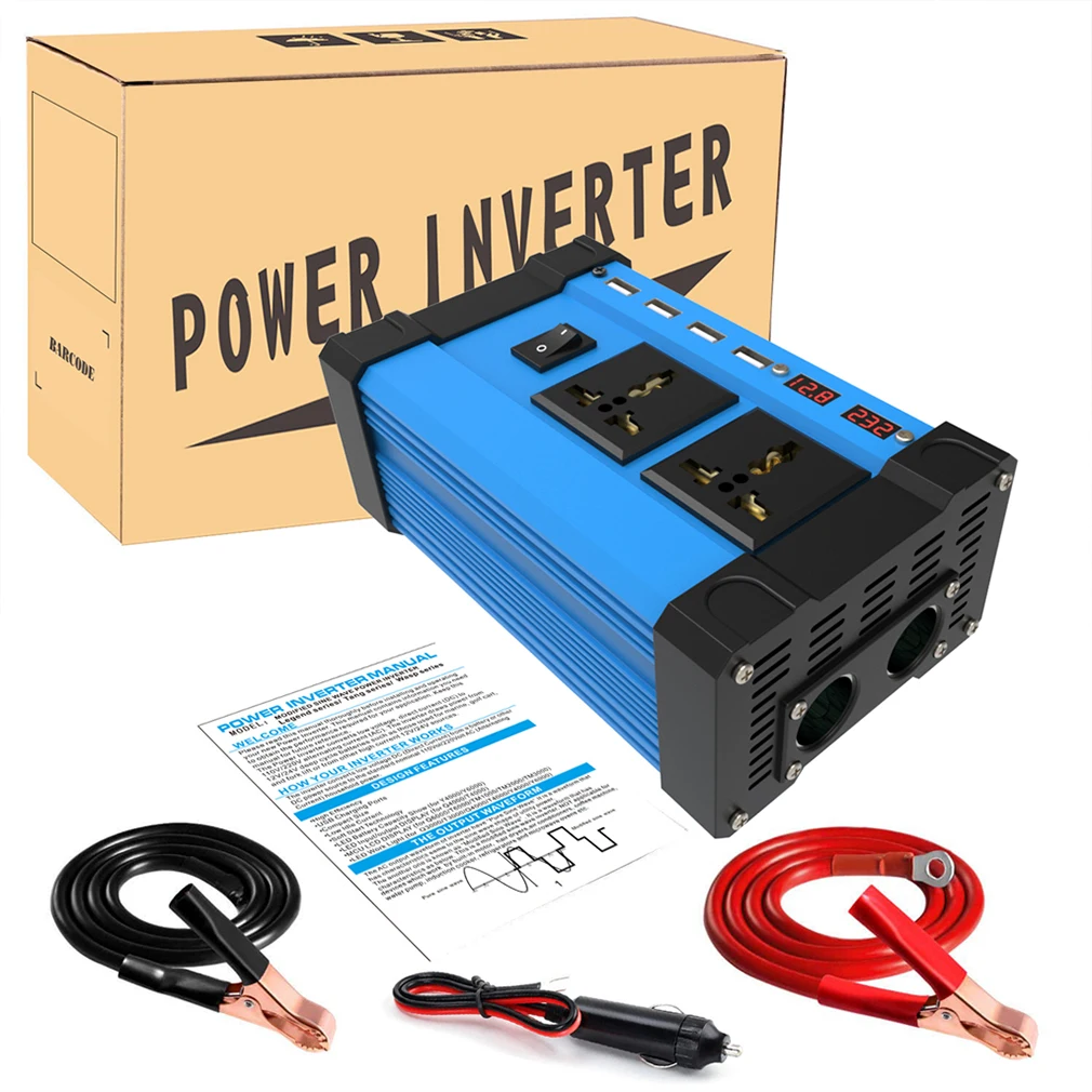 

Inverter 300w Converter DC 12V To AC Intelligent Color Display Usb 3.6A Quick Charge Automobile Accessories