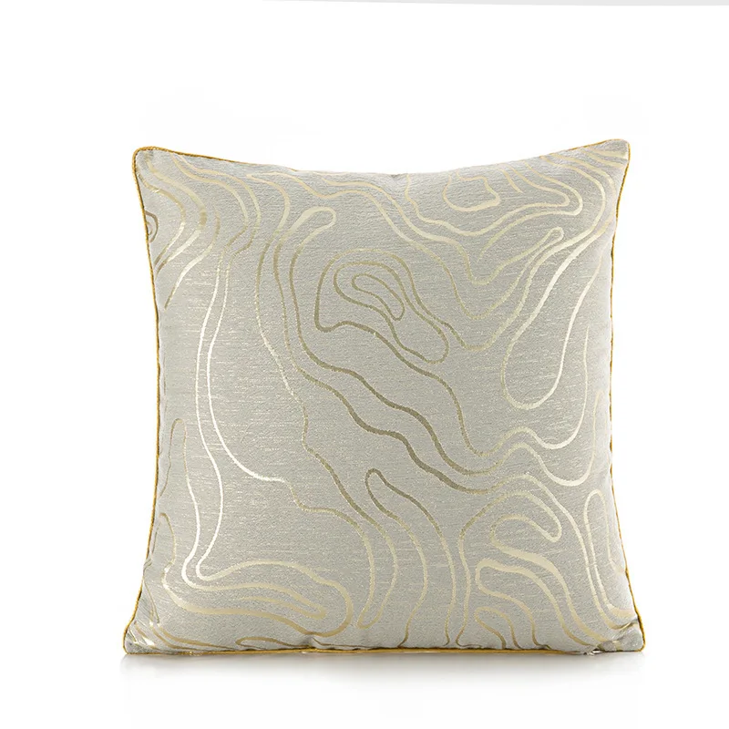 Light Luxury High quality Satin Jacquard Lumbar Pillowcase Pillow Case Sofa Bed Room Chair Cushion Cover 30x50 45*45 Home Decor - Цвет: American gray gold