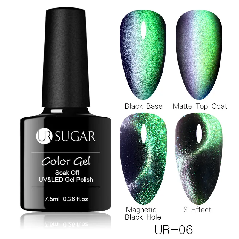 9D cat eye6 Ur Sugar 7,5 мл глаз хамелеона кота гель лак для ногтей замочить от УФ светодиодный 3D магнитный гель лак лазерный градиентный эффект лак для ногтей - Цвет: 9D cat eye6