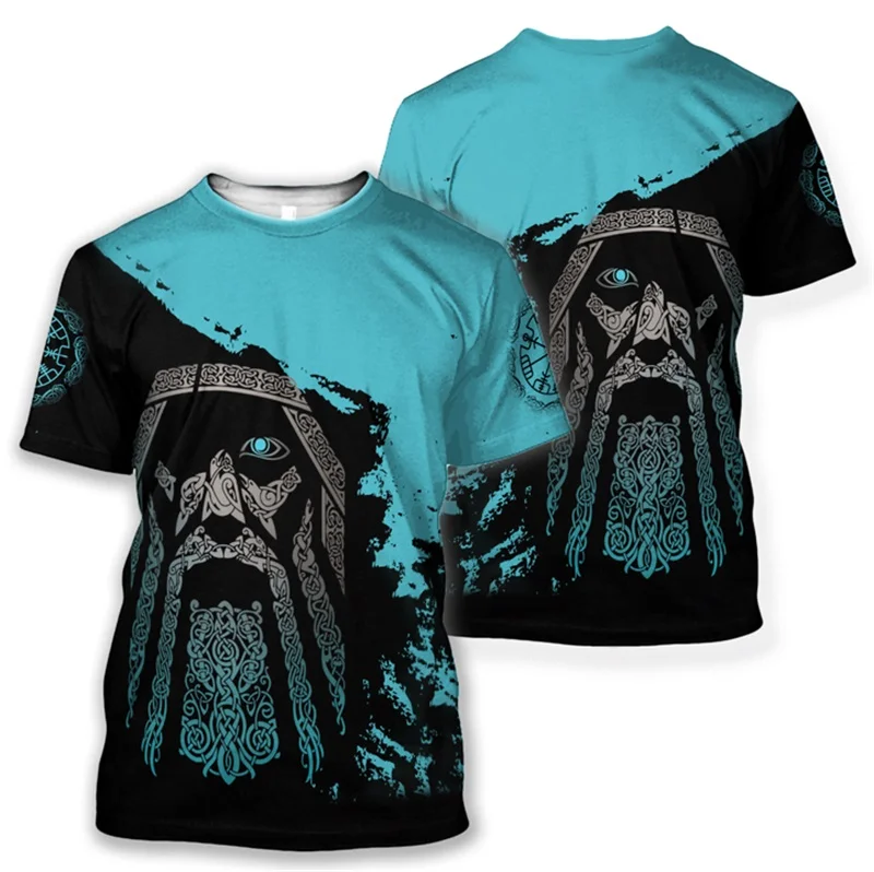 

Viking symbol Tattoo Raven 3D Printed Men Top Individual T-shirt Harajuku Fashion Short Sleeve Shirt Summer Streetwear Unisex