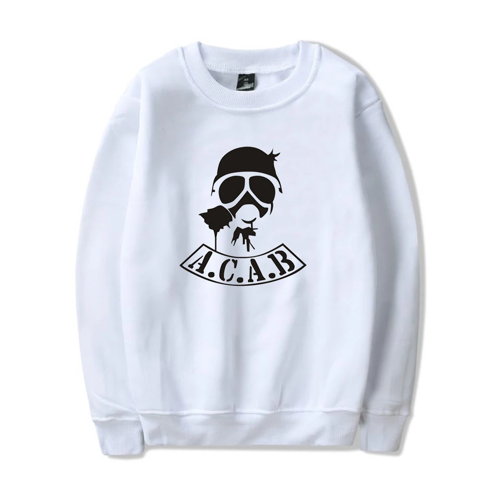 

Толстовка хлопковая Acab, с принтом в виде букв, в стиле Харадзюку, с круглым вырезом, для весны, худи с круглым вырезом