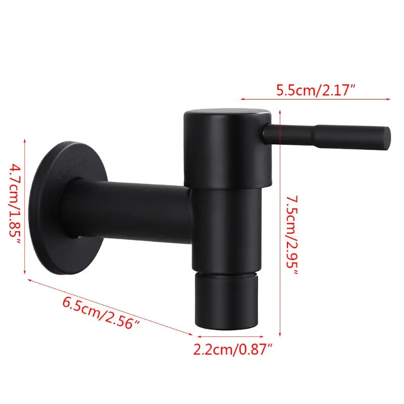 

Stainless Steel Faucet Black Wall Mounted Washing Machine Tap Bath Toilet Mop Pool Water Taps for Garden Bathroom