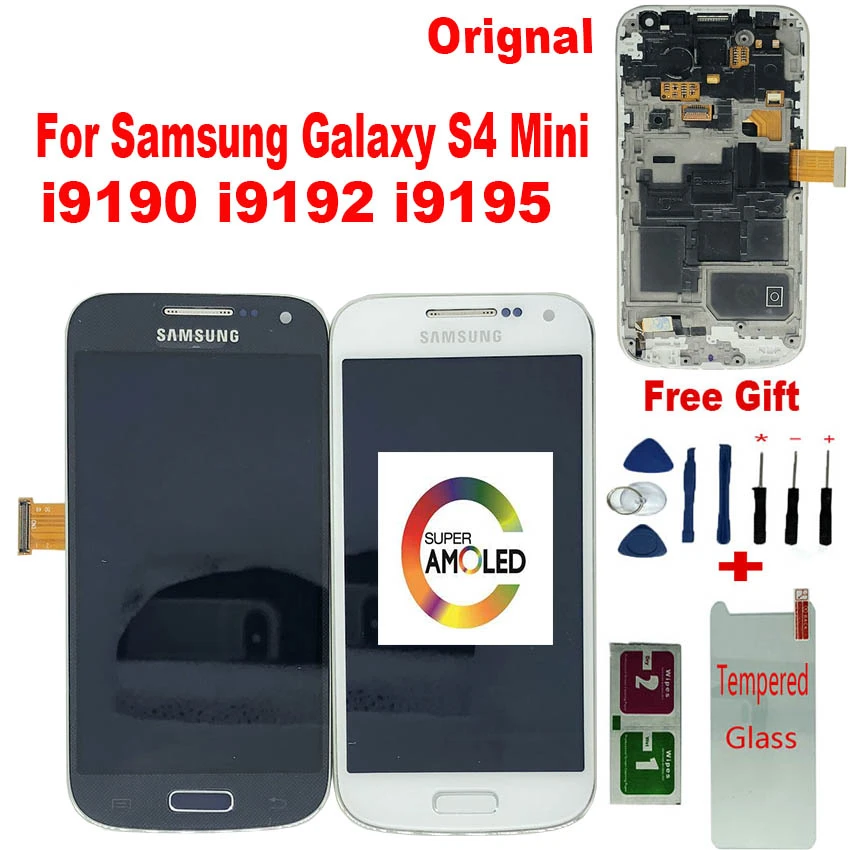 Оригинальный AMOLED ЖК-дисплей IMAZ для Samsung Galaxy S4 Mini i9190 i9192 i9195, ЖК-дисплей с сенсорным экраном и дигитайзером в сборе для I9195 LCD