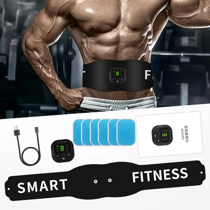 

USB Chargeable Smart Abdominal Muscle Stimulator LED Display Slimming Waist Belt Unisex Abdominal Muscle Fitness Shaping Trainer