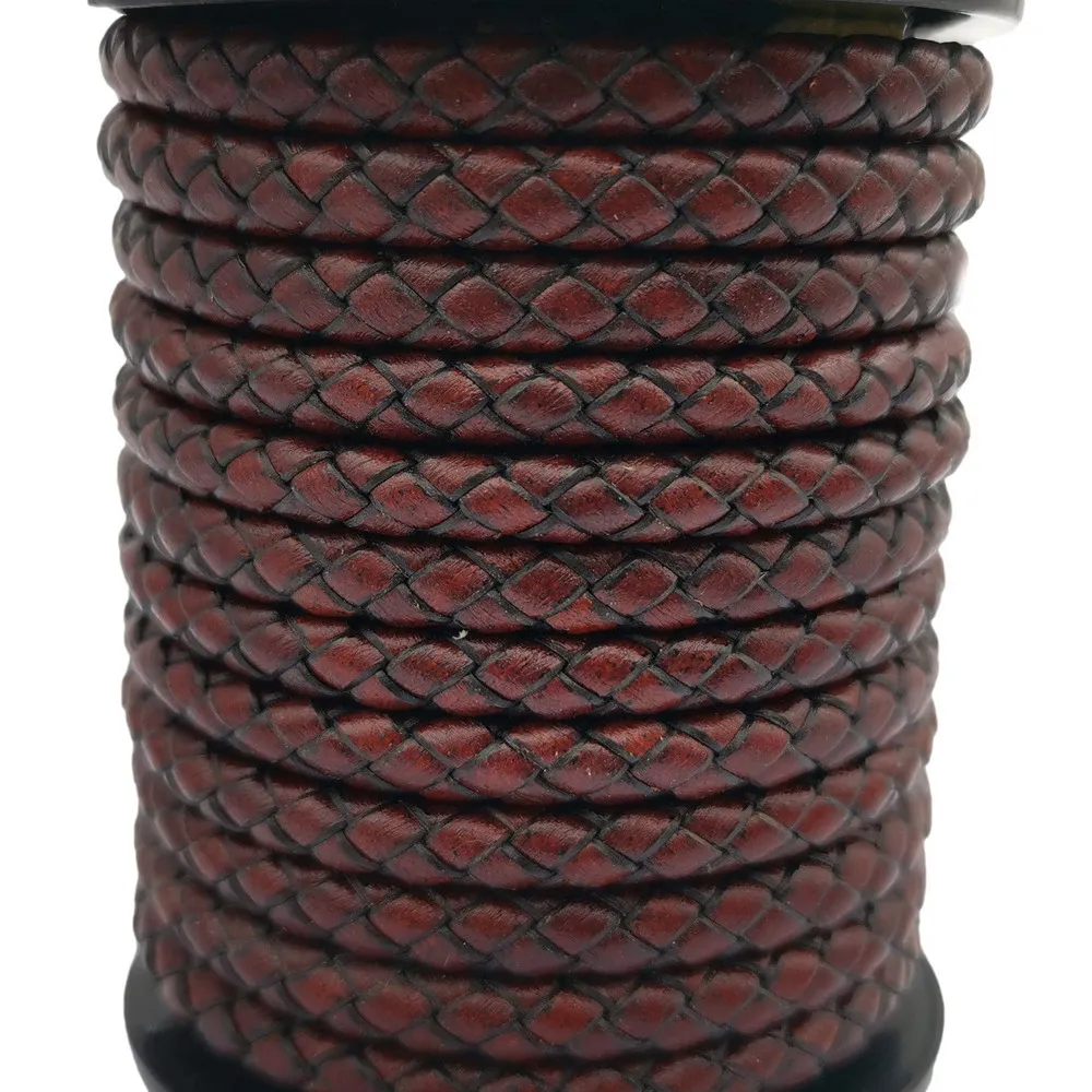 

Aaazee 6mm Antique Red Brown Woven Braided Leather Bolor Ties Cord for Bracelet Making Jewelry Beading Real Leather Strap