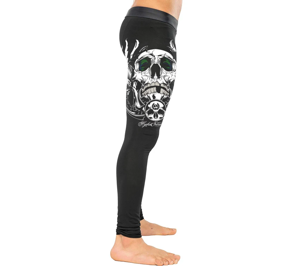 Мужские влагоотводящие компрессионные штаны с черепом леггинсы для велоспорта