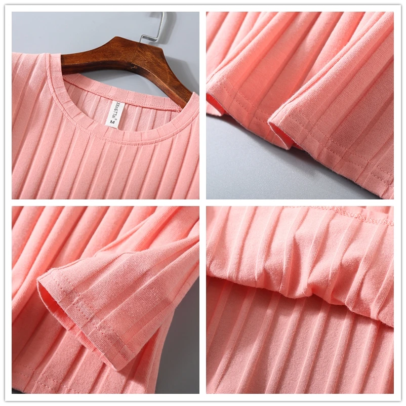2020 Весенняя эластичная футболка в рубчик полоску Женский Топ Повседневная