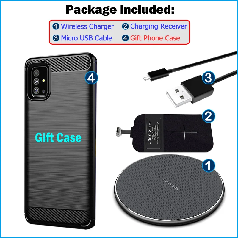 wireless charging for samsung galaxy a51 6 5 qi wireless chargerusb type c charging adapter receiver gift soft case sm a515f free global shipping