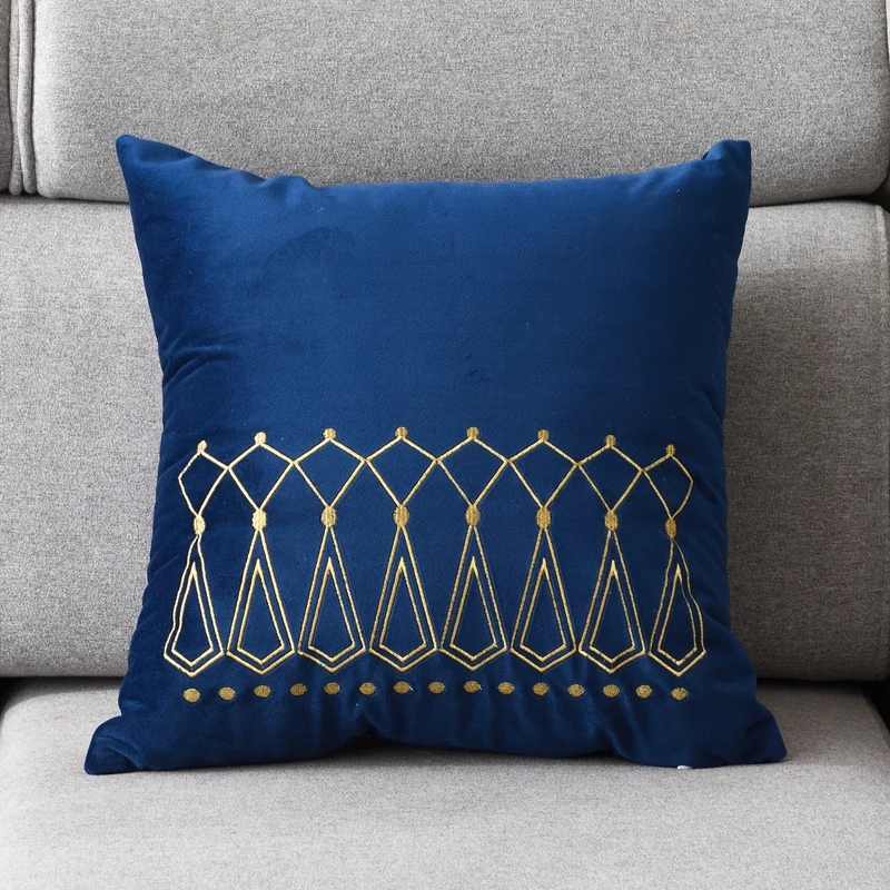 

DUNXDECO Cushion Cover Decorative Pillow Case Modern Simple European Geometric Embroidery Soft Velvet Coussin Bedding Decorating
