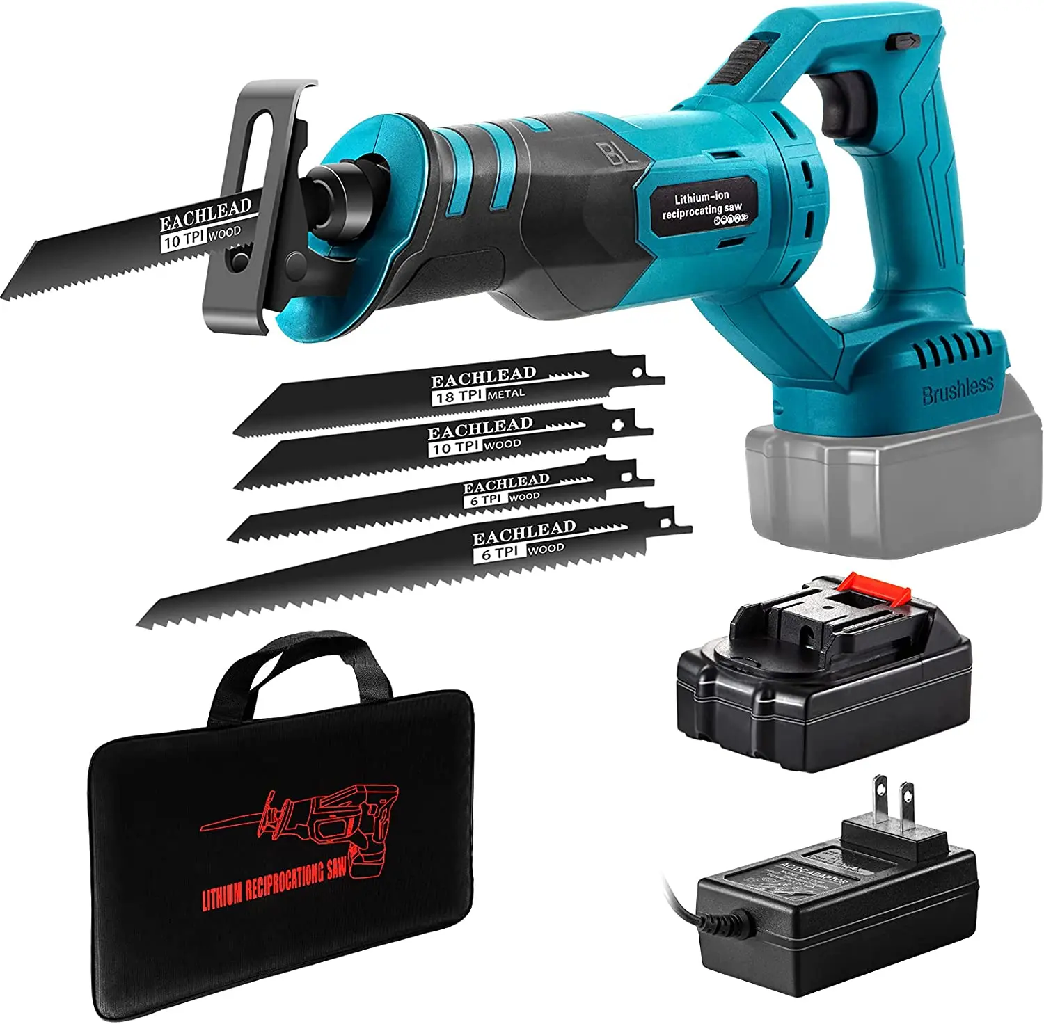 

VEVOR Cordless Reciprocating Saw, 18V Max Reciprocating Saw, 1 Battery Brushless Reciprocating Saw Kit, Metal wall plate