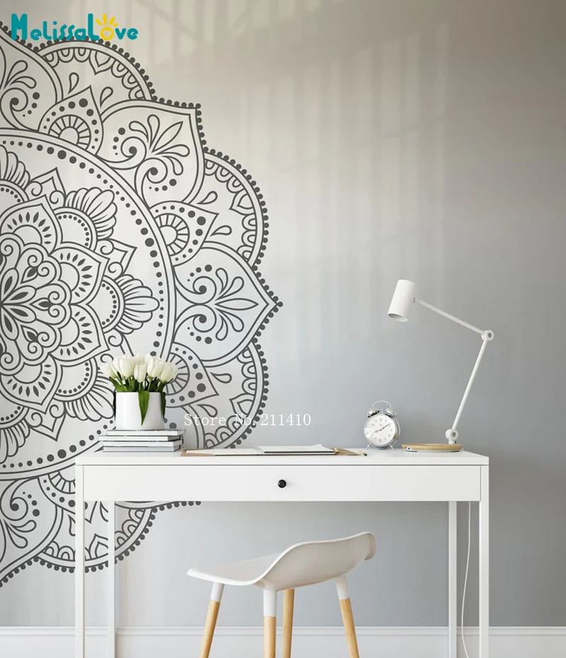 

Наклейки на стену с изображением мандалы, Золотой/Серебряный цвет, новый дизайн, самоклеящийся плакат YT4986B