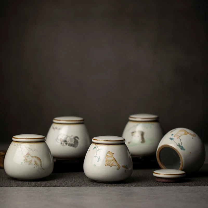 Креативная керамическая банка для чая с милым котом большой емкости чайные