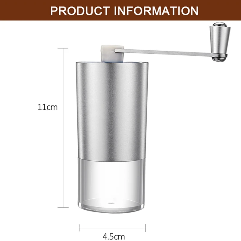 Мини ручная кофемолка с прозрачным корпусом регулируемая керамическая мельница