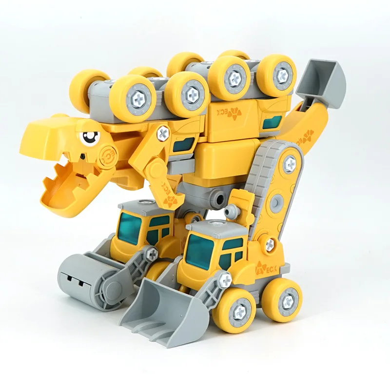 

Assembly Engineering Vehicle Boy's Disassembly and Assembly Cement Stirring Bulldozer Dinosaur Combination Robot Car Toy
