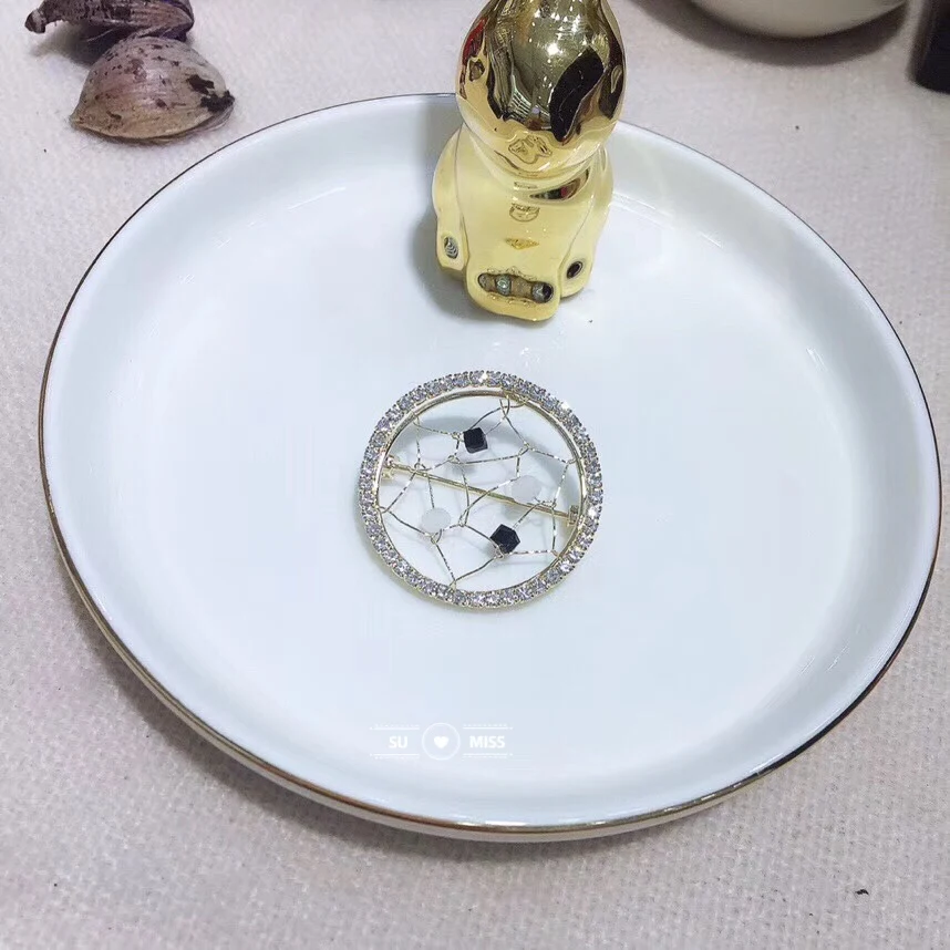 Free Shipping Gold Color Handmade Brooches for Women Round Brooch Pin Vintage Fashion Jewelry Accessories | Украшения и