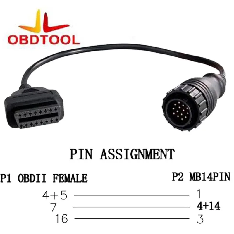 ObdTooL для MB Sprinter 14 Pin to 16 OBD 1 2 диагностический сканер соединительный кабель|Кабели и