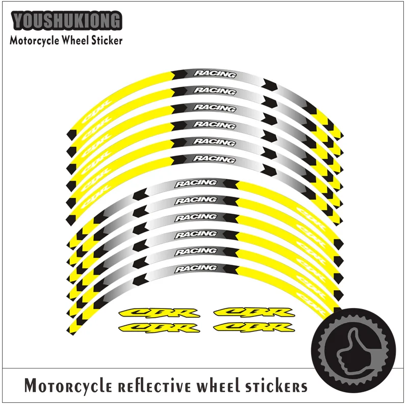 16 полосок 17 дюймов наклейки на колеса мотоцикла светоотражающая лента для обода