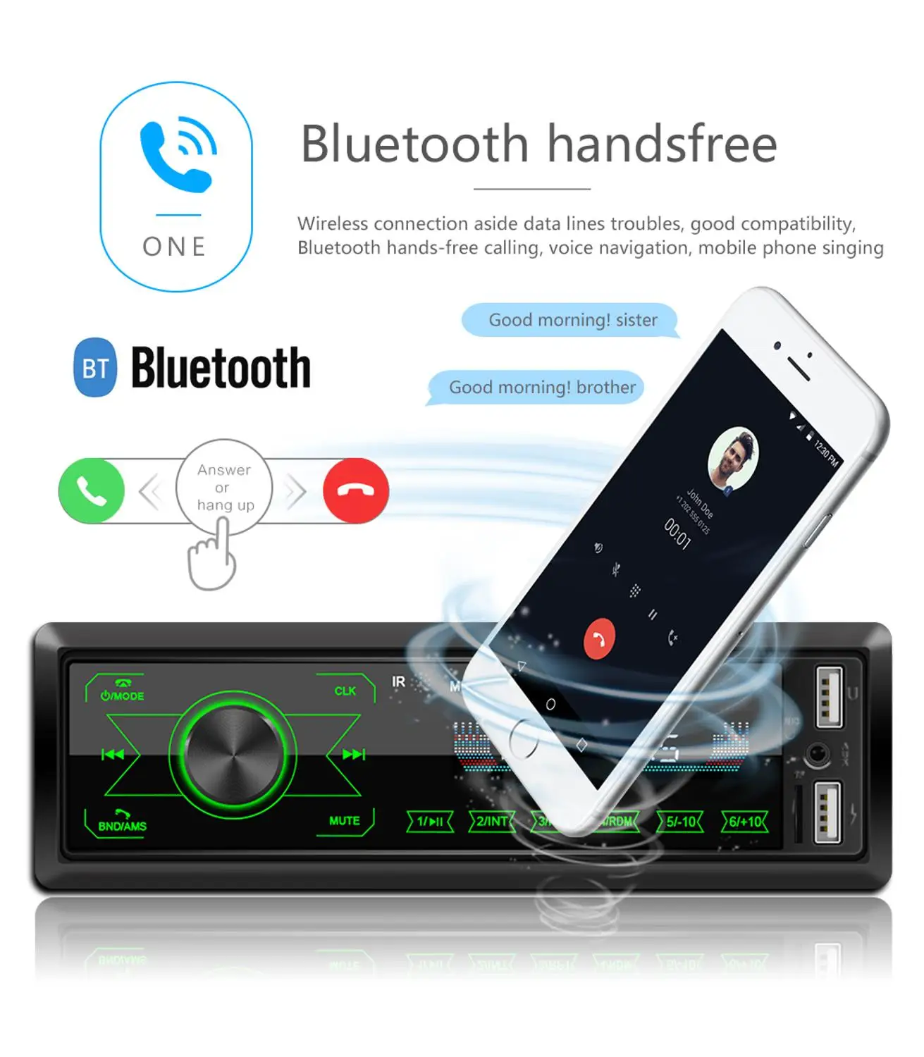 Автомагнитола Podofo 12 В 1DIN с Bluetooth стереозвук mp3 плеер FM/USB/радио для автомобиля