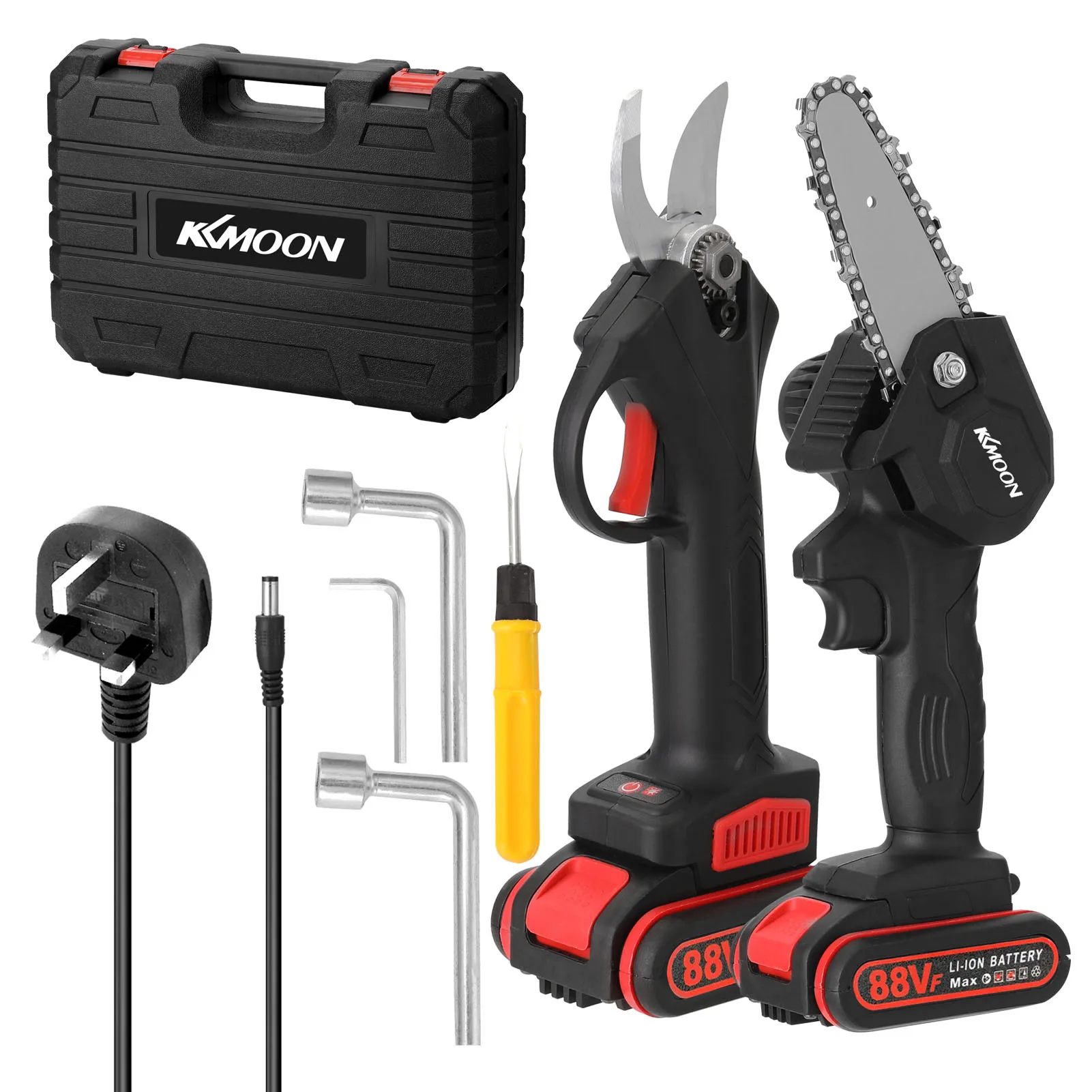 

KKmoon 21V 30mm Cordless Brushless Motor 88VFElectric Pruning Shear 4in Brush Motor Cahinsaw Woodworking Tool for Garden Orchard