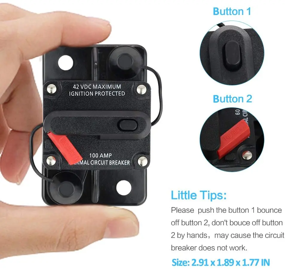 

PowMr 60A 80A 100A 150A 200A 250A 300A Circuit Breaker 12V 24V DC Auto Reset Fuse Waterproof Solar Inverter Home Improvement