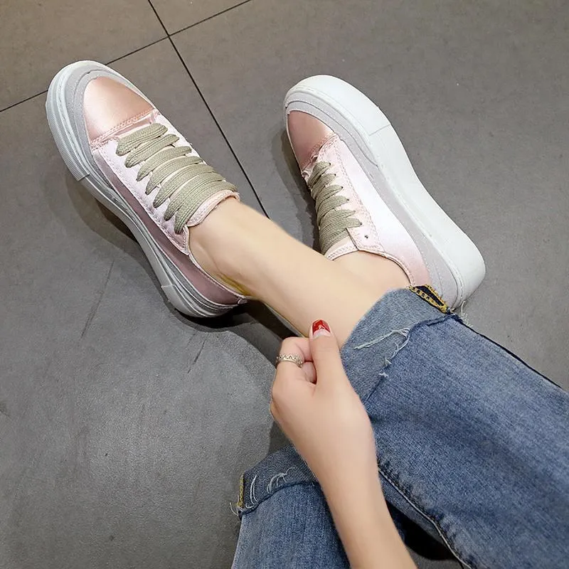 Новинка весенние кроссовки Модная шелковая атласная Женская прогулочная обувь