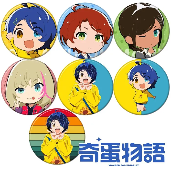 

HOT WONDER EGG PRIORITY Badge Round Brooch Pin Momoe Sawaki Pin Ohto Ai Rika Kawai Anime Cartoon Bag Collection Pendant Buttons