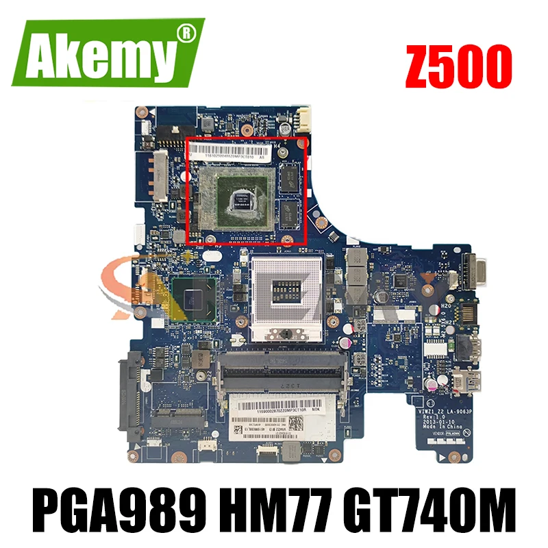 

Akemy для Lenovo Z500 Материнская плата ноутбука VIWZ1 Z2 LA-9063P PGA989 HM77 GPU GT740M DDR3 100% тесты работы