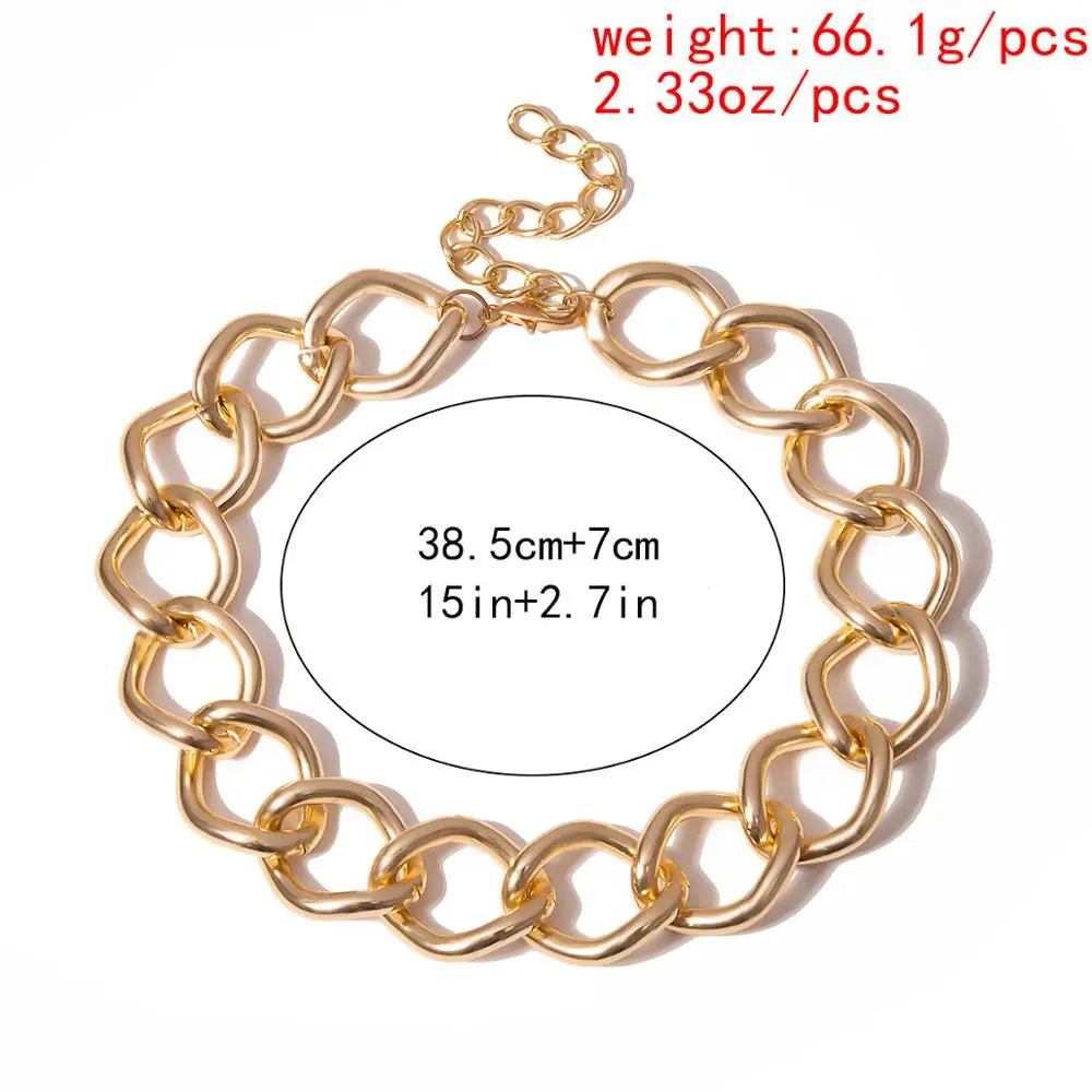 

High Quality Punk Heavy Metal Choker Necklace Chunky Jewelry Collar Gothic Lock Link Thick Chain Necklace for Sexy Women Jewelry