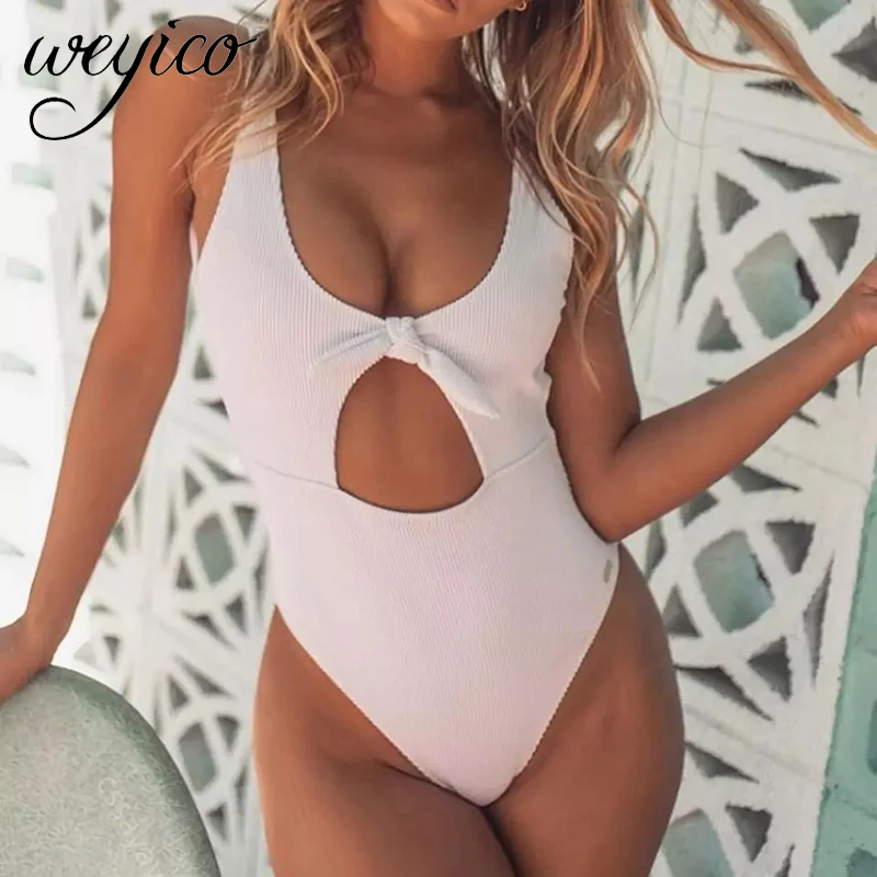 купальник 2020 Цельный слитный для женщин сексуальный с высоким вырезом открытая