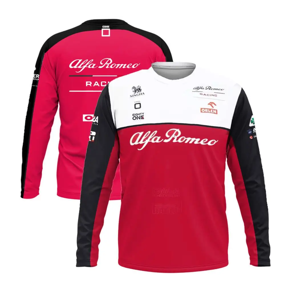 

Футболка с длинным рукавом F1 Formula One Alfa Romeo, высококачественный сетчатый материал, европейский размер, топ с коротким рукавом, одежда
