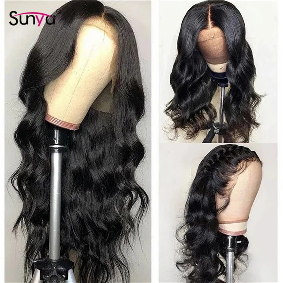 Sunya 13х6 100% человеческие волосы на фронте бразильские Remy 13x4 объемные волнистые