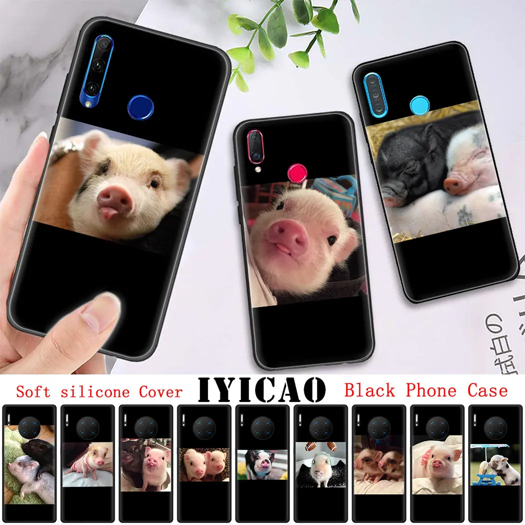 Чехол для телефона мягкий силиконовый Huawei Honor 8 9 10 Lite 9X 20 Pro 7X 8A 8X 8C 20S Note Black Mini pig |