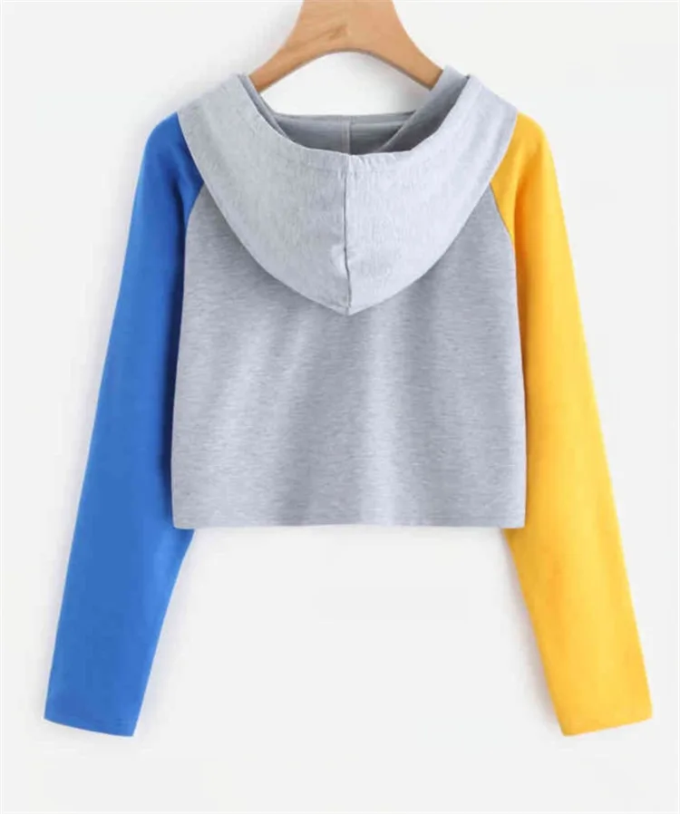 

2020 New Autumn Women Sweatshirt long sleeve color matching casual short sweater Ladies hoodies Leisure Clothing women's tops